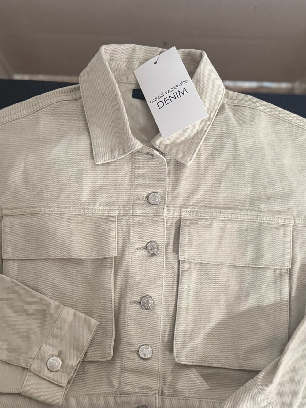 naked wardrobe Cream Denim Utility Jacket